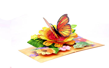 Faire-Wonder Paper Art 3d greeting card Monarch Butterfly 3D Pop Up Greeting Card